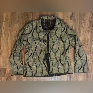 Reversible women’s Brown floral patterned cardigan with unique buttons